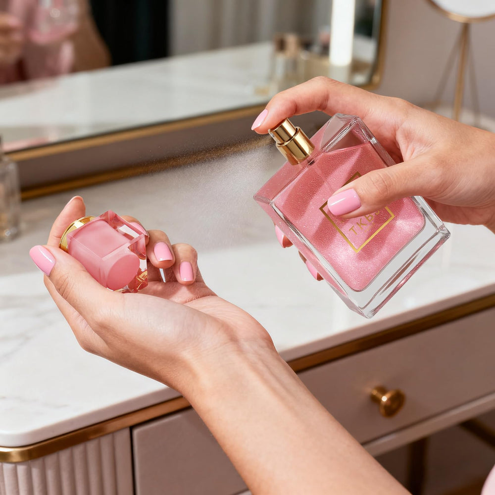 Lifestyle shot suggests Miss Blooming Bouquet suits day and night occasions