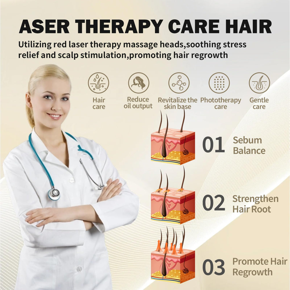 Tkcsoi Laser Comb on scalp during a treatment session.