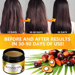 TKTALKER Batana Oil on hair showing potential healthier shine.