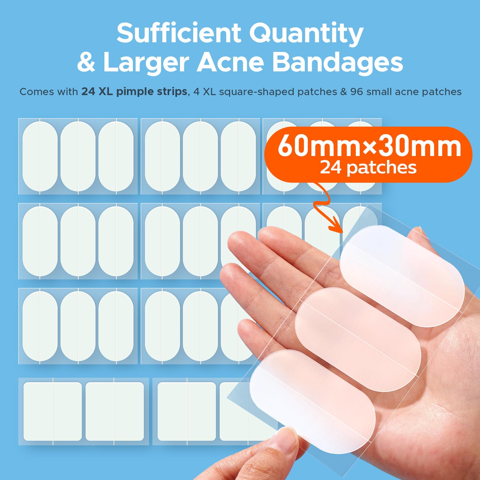 TKTK 45x45mm patch used on back acne for full coverage