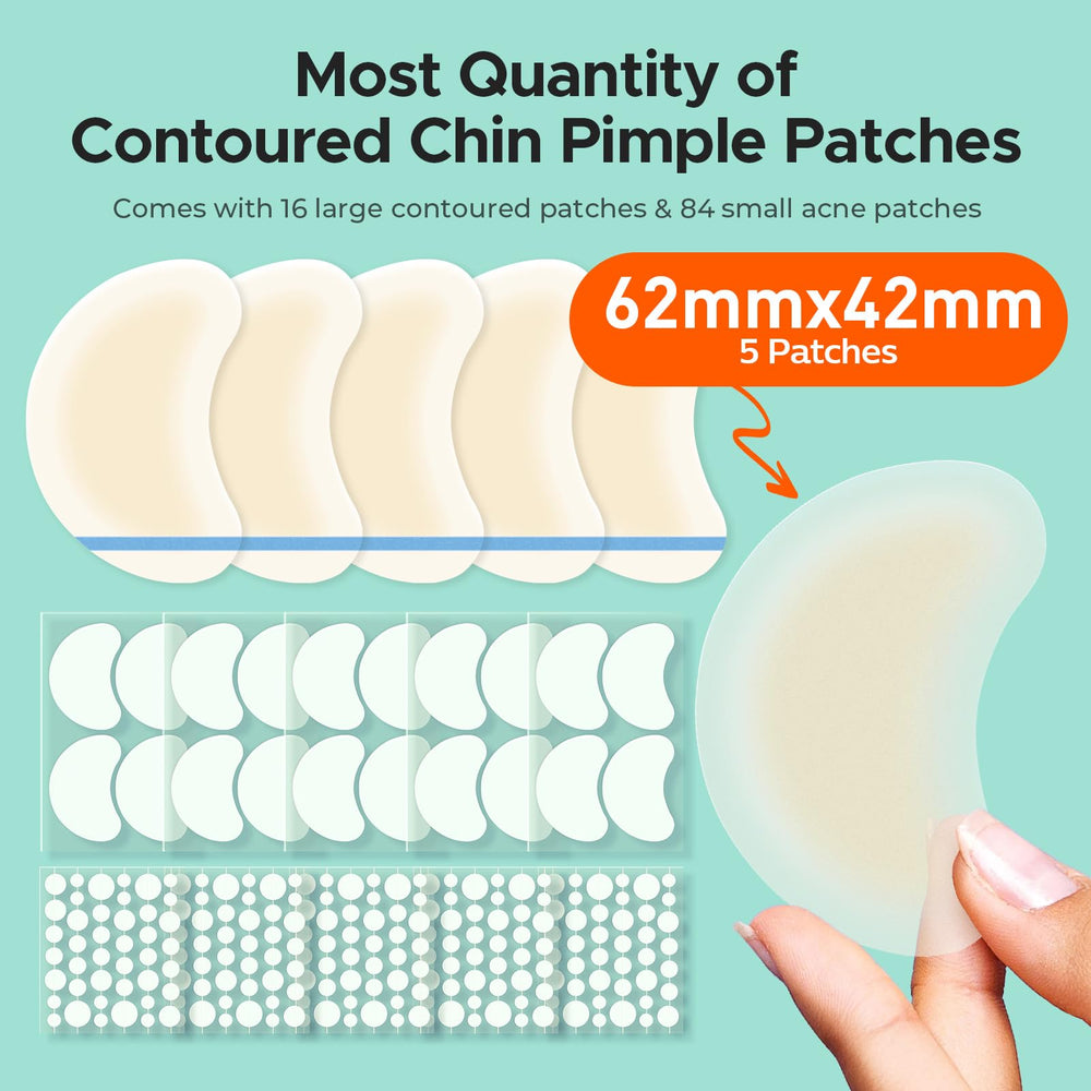 TKTK Large contoured chin patch blending with skin