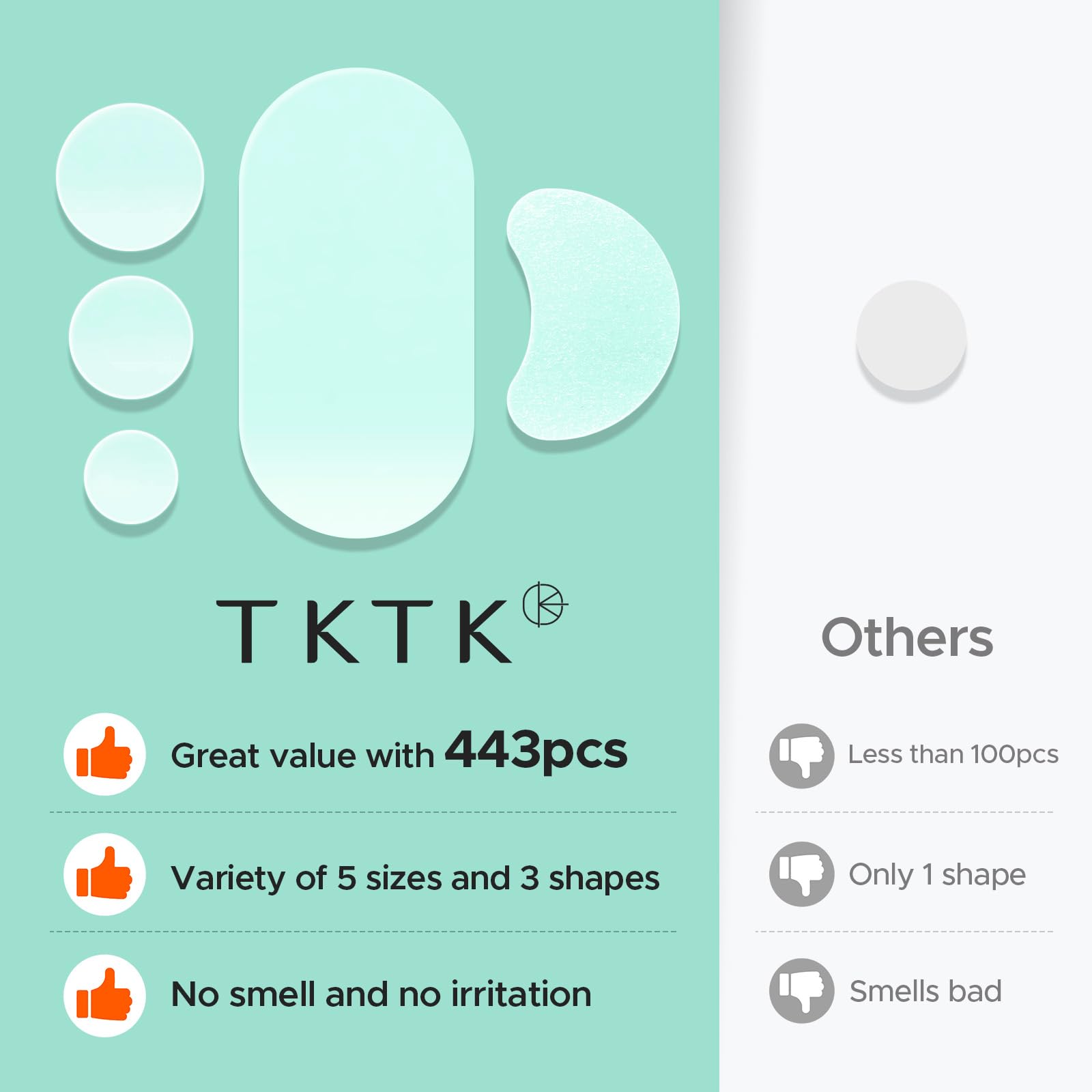 TKTK patches absorb fluids, helping keep blemishes contained during wear.