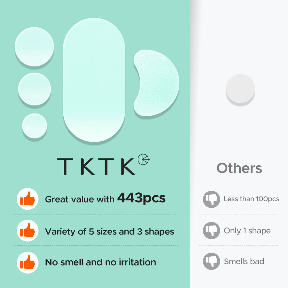 TKTK patches absorb fluids, helping keep blemishes contained during wear.