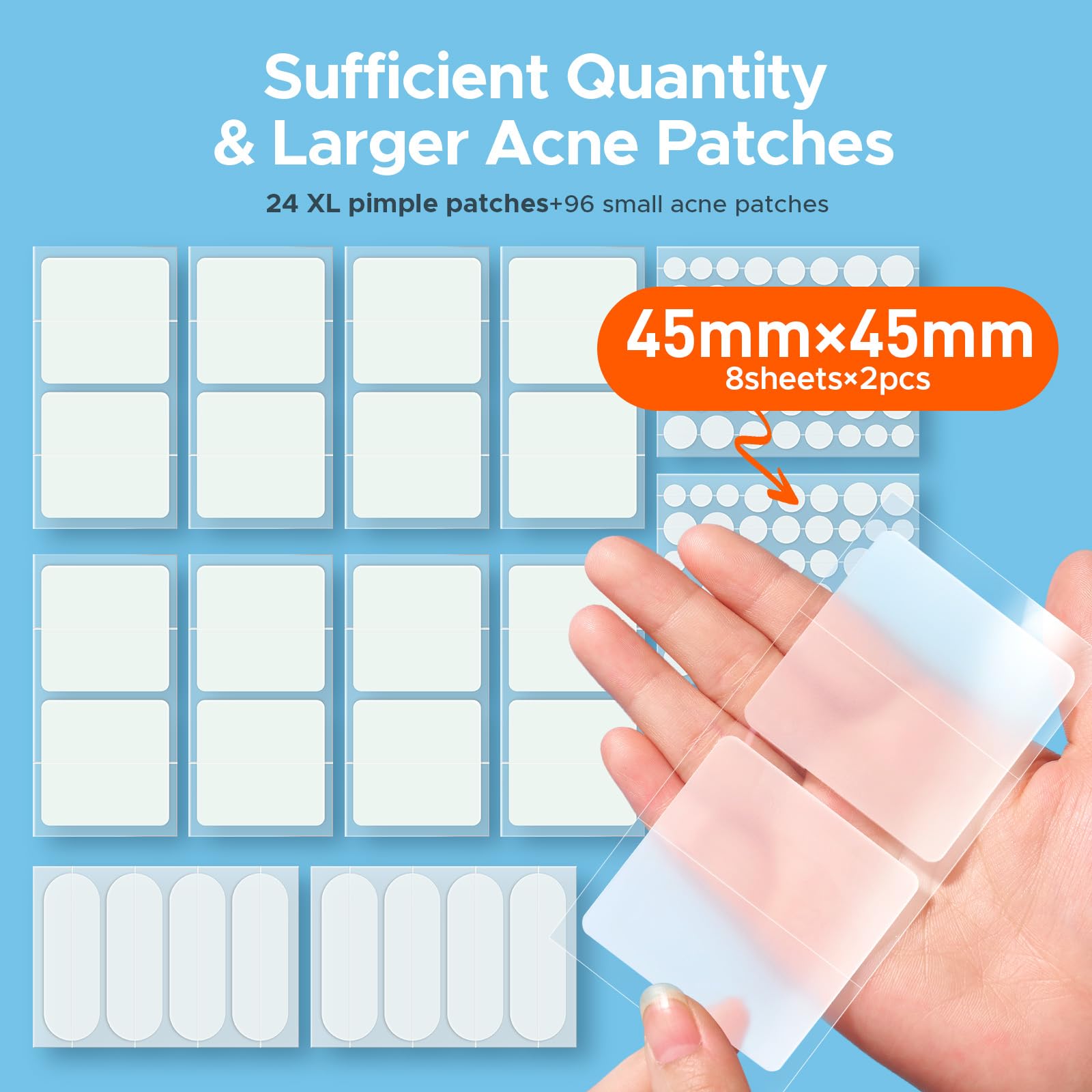 TKTK XL strip patch (60x20mm) targets bigger breakouts on back or chest.