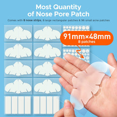 TKTK hydrocolloid nose patches on nose showing contour fit and oil absorption