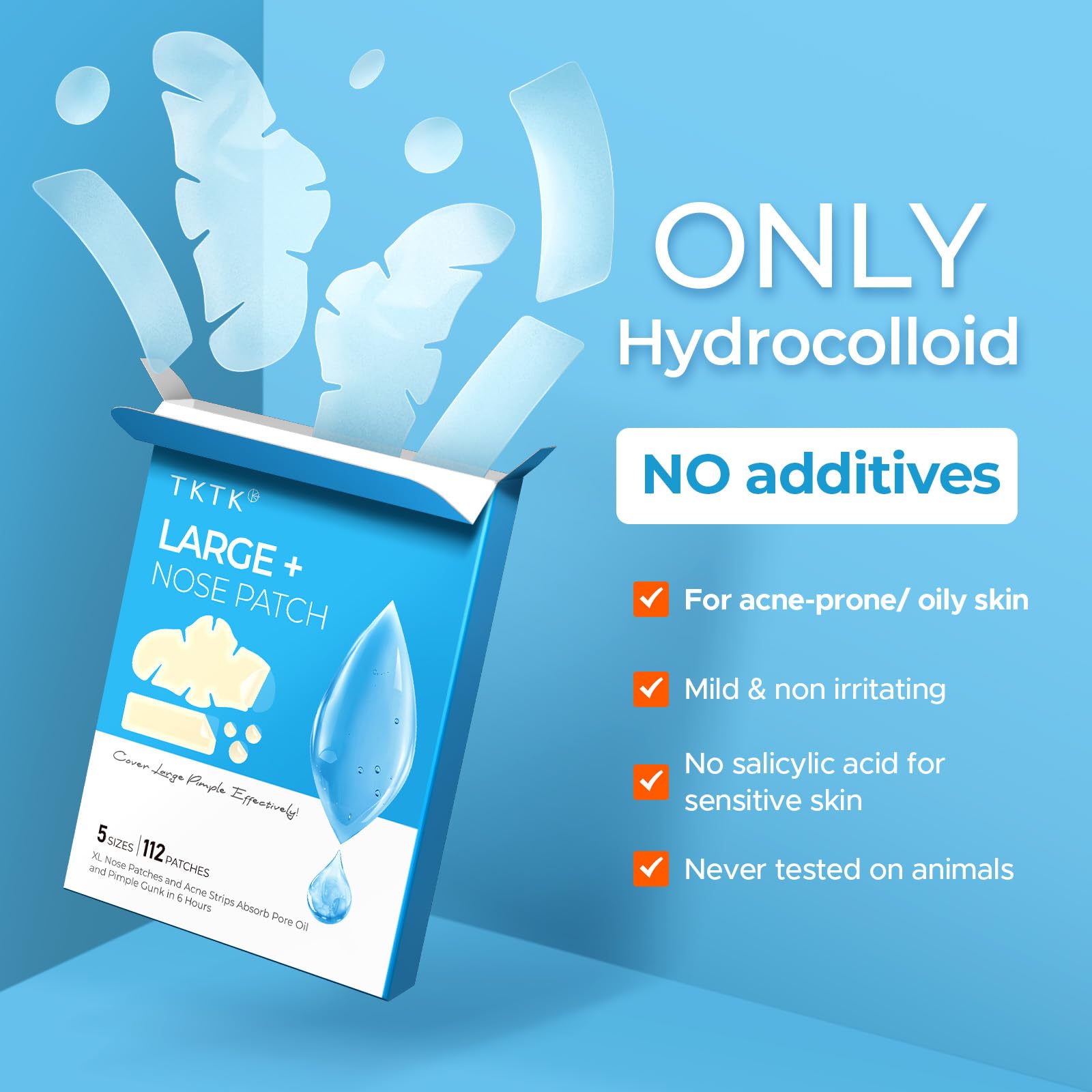 TKTK hydrocolloid patch packaging with easy peel edges for busy mornings