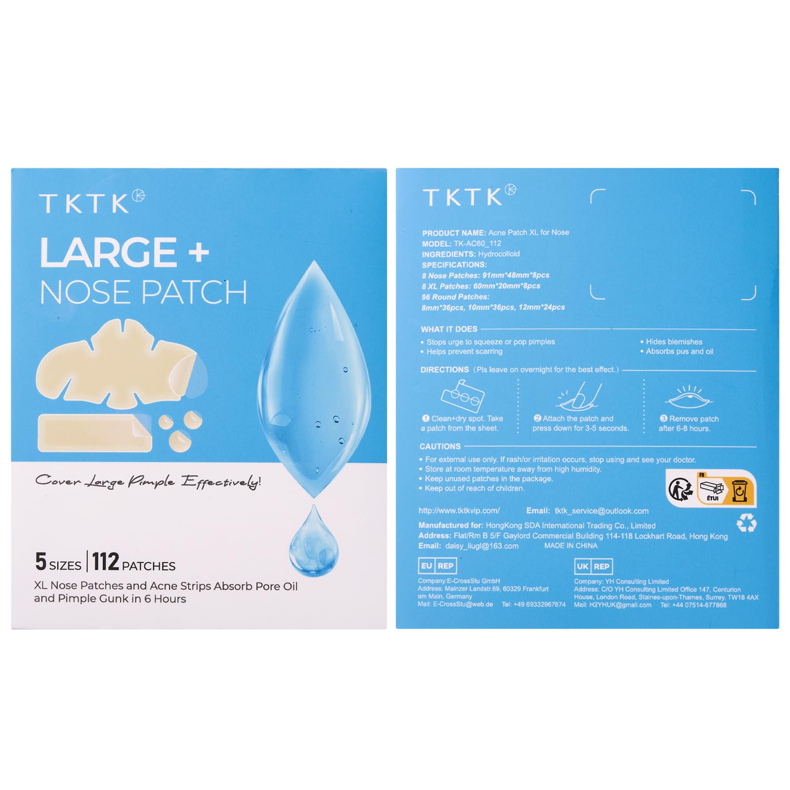 TKTK nose patches 112-count box showing convenient daily pore treatment options