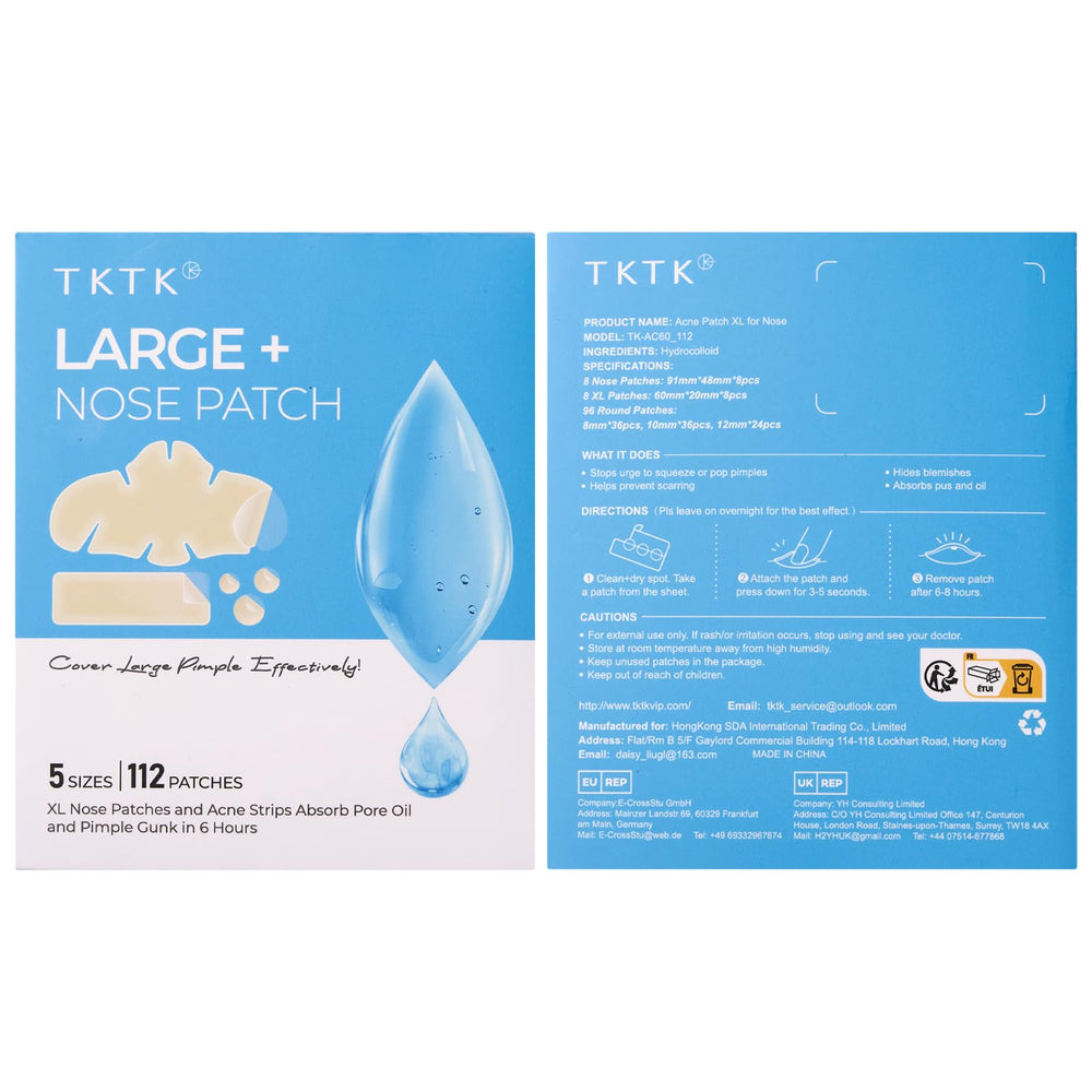 TKTK nose patches 112-count box showing convenient daily pore treatment options