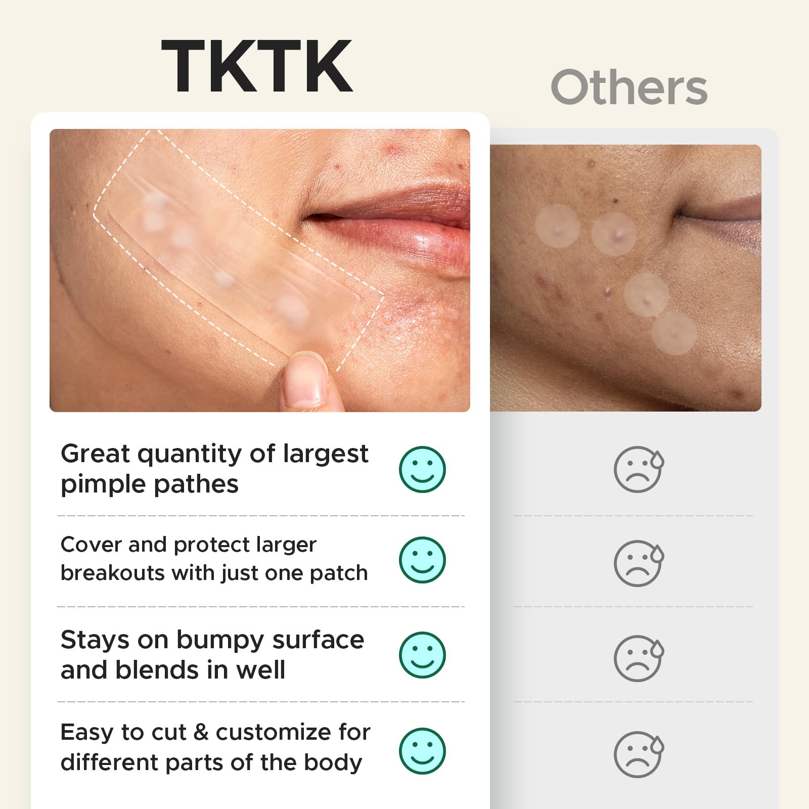 TKTK 8mm patch blends discreetly on small blemishes.