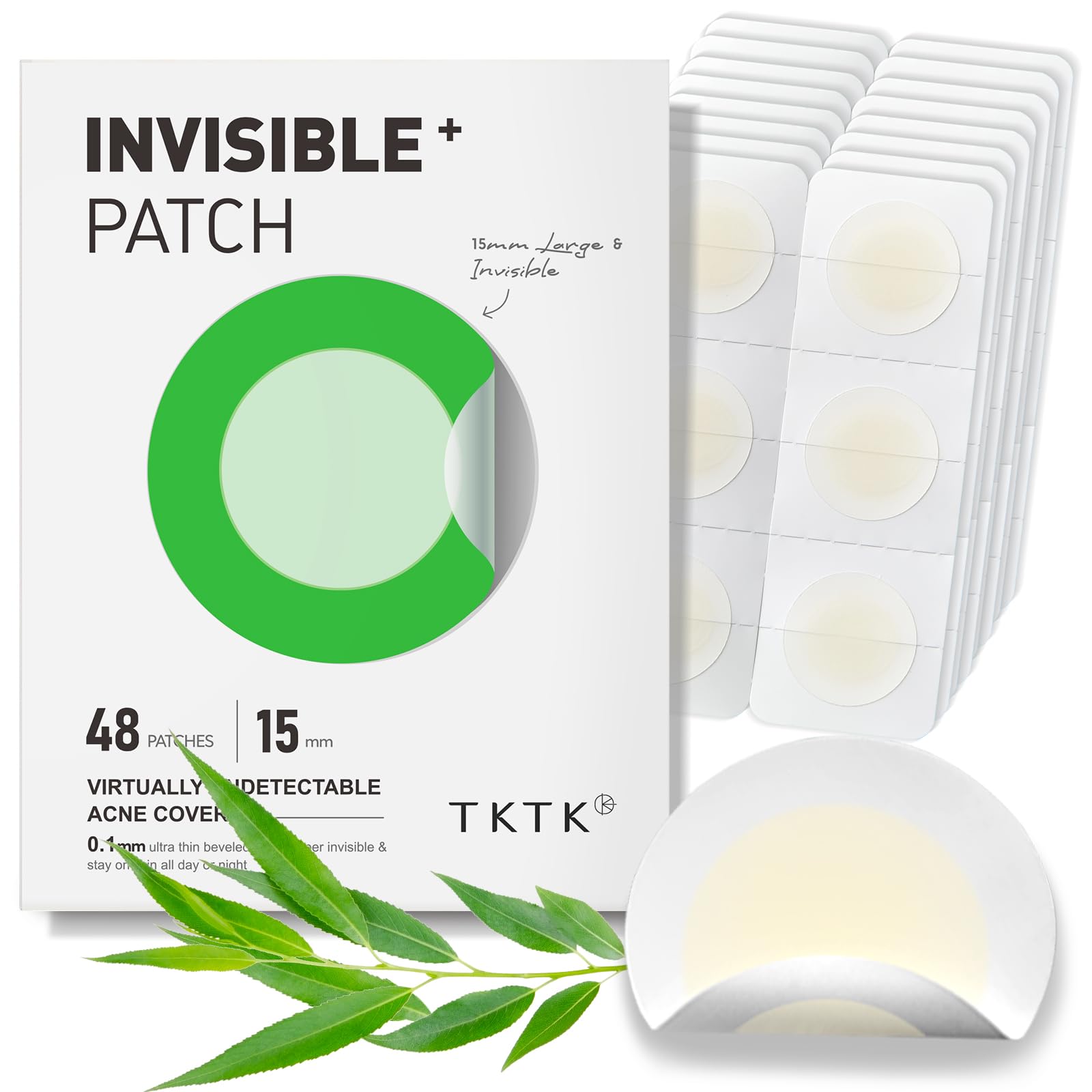TKTK Pimple Patches applied on skin for invisible coverage and discreet use