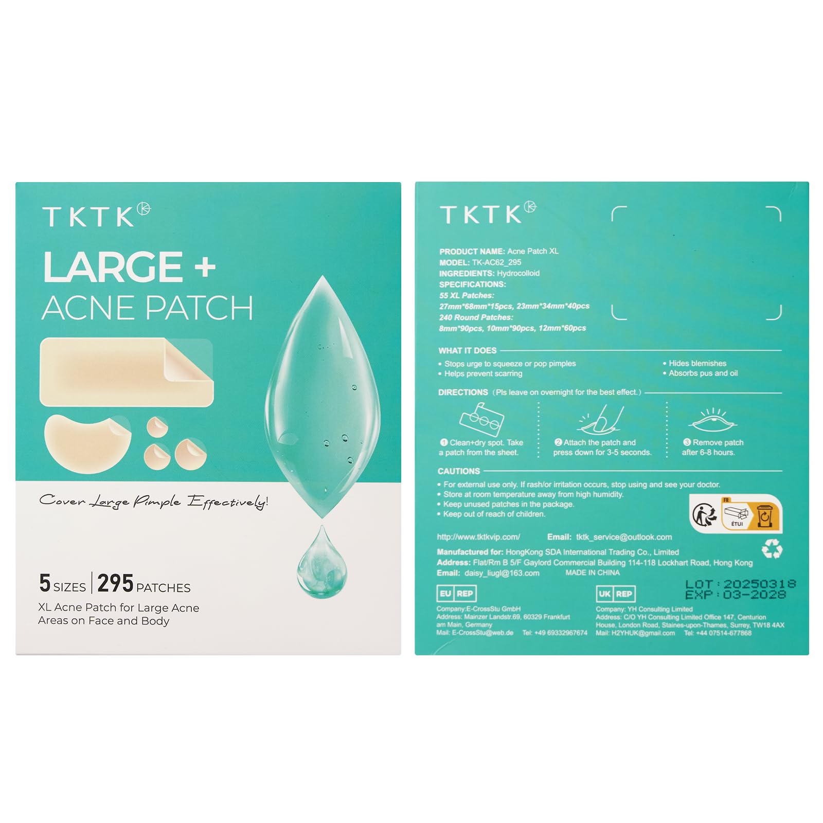 TKTK 8mm patch blends discreetly while absorbing oil