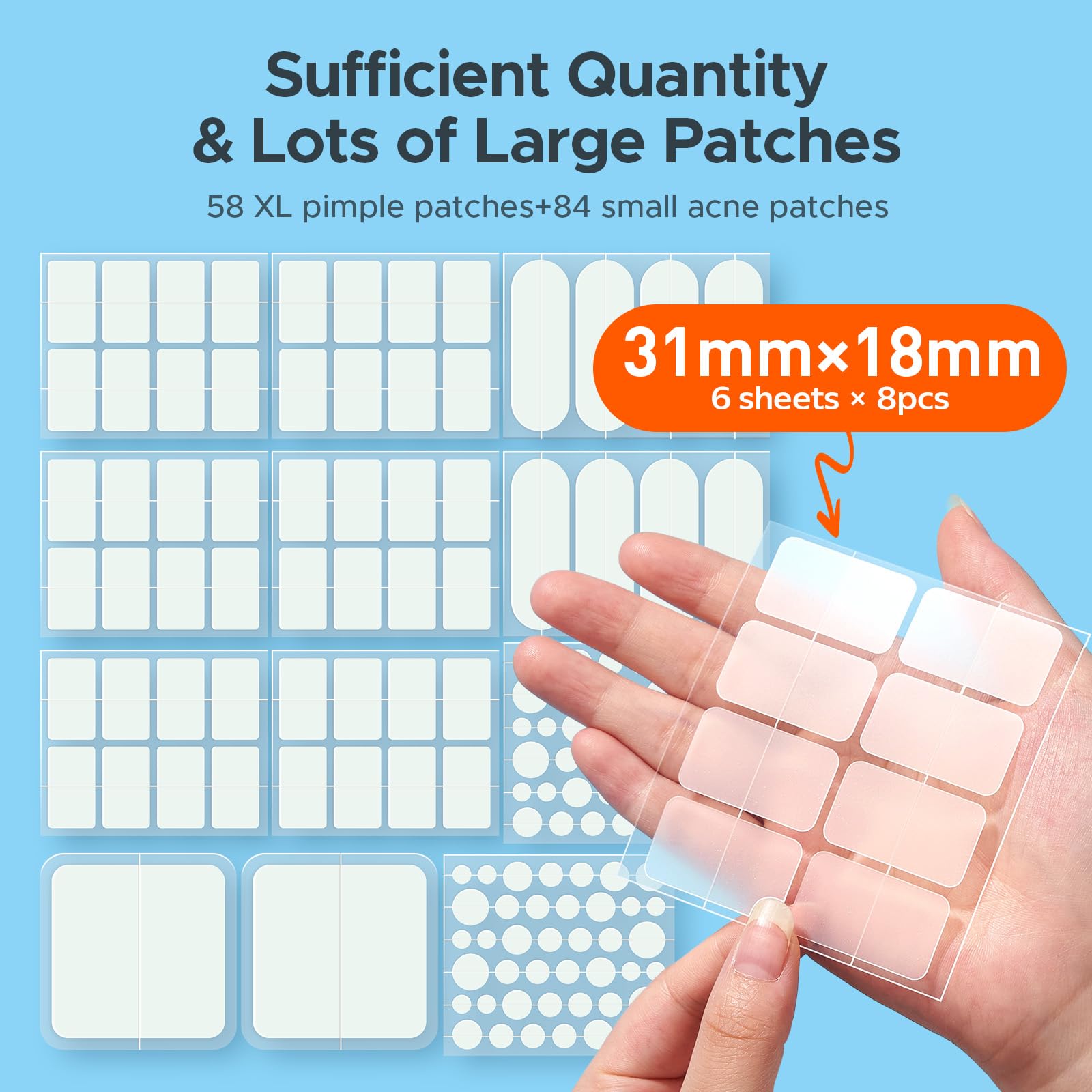 TKTK XL patches provide extended back area coverage for larger spots.