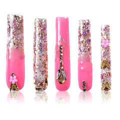 Tmani extra-long diamond-glitter square nails for dramatic salon-style look