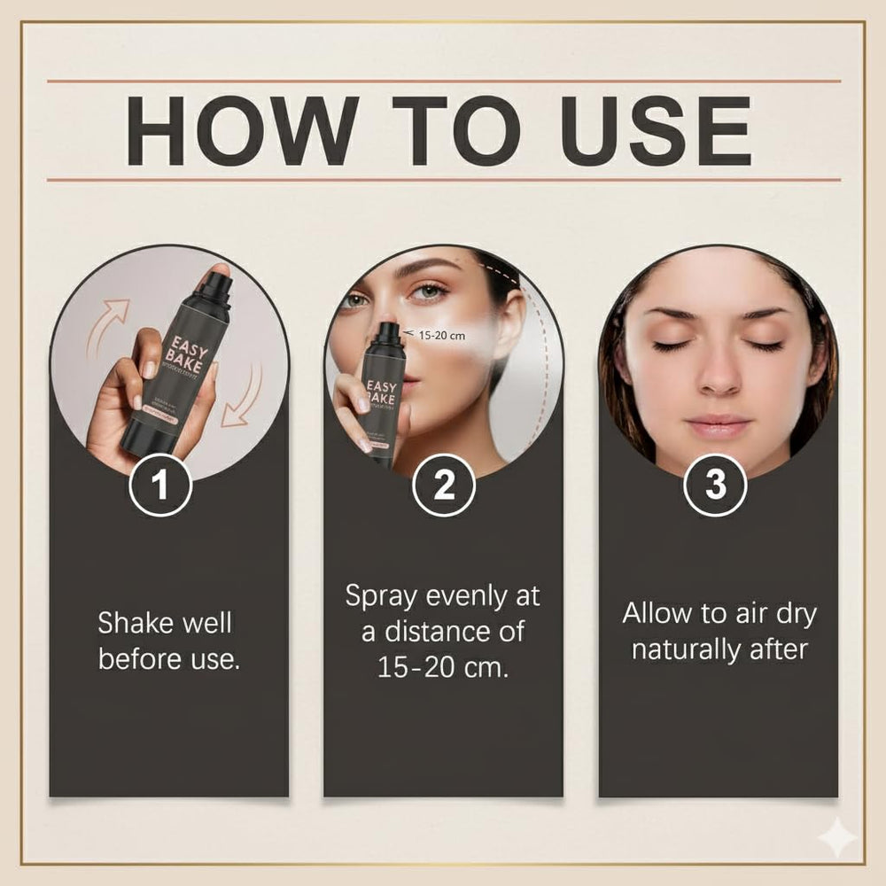 Tmiyo Easy Bake Setting Spray on-face application demonstrates natural finish.