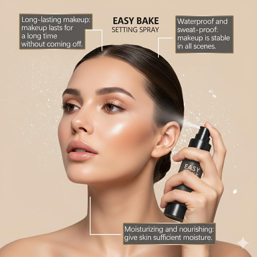Tmiyo Easy Bake Setting Spray soft matte finish after spray.