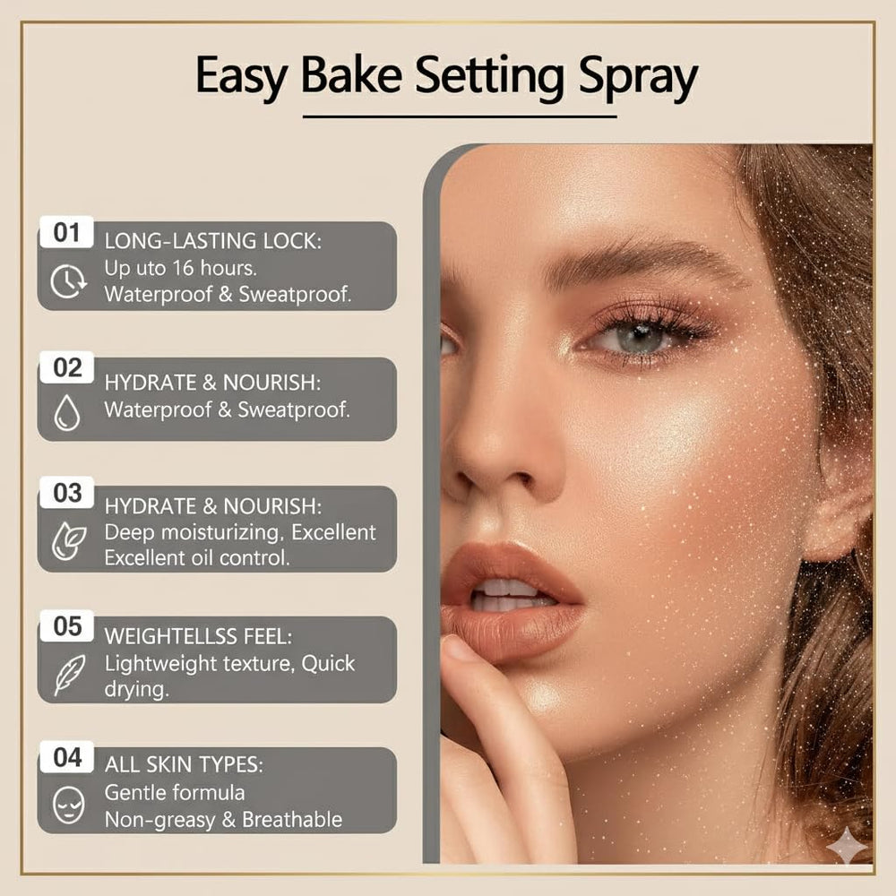 Tmiyo Easy Bake Setting Spray travel bottle 100ml for on-the-go.