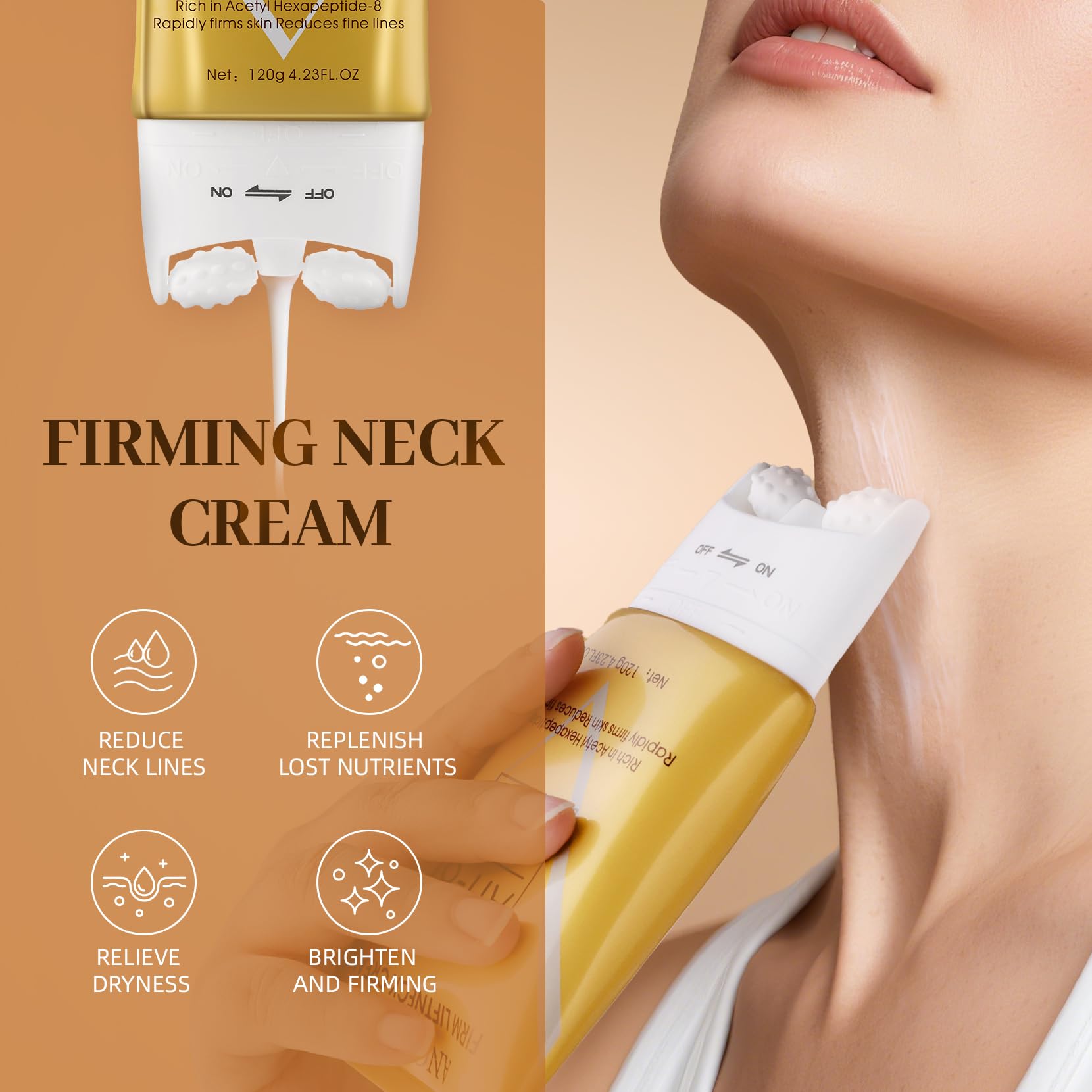 TMYIOYC AH-8 neck cream tub close-up for lifting and smoothing.
