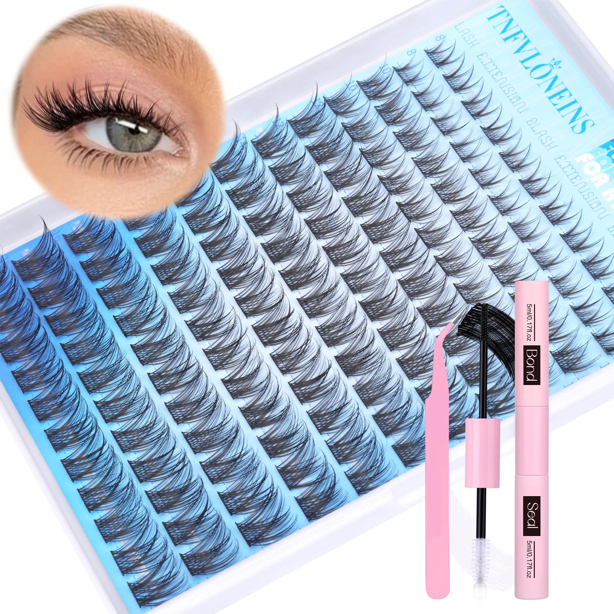 TNFVLONEINS wispy lash clusters kit close-up for a natural everyday look.