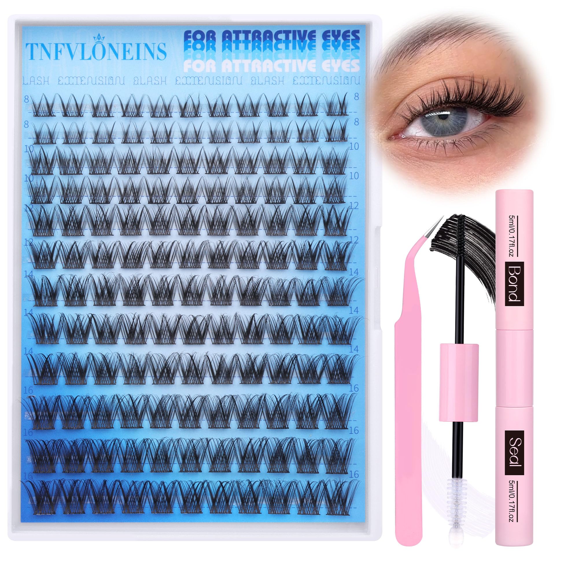 TNFVLONEINS natural-look lashes blended with real lashes.