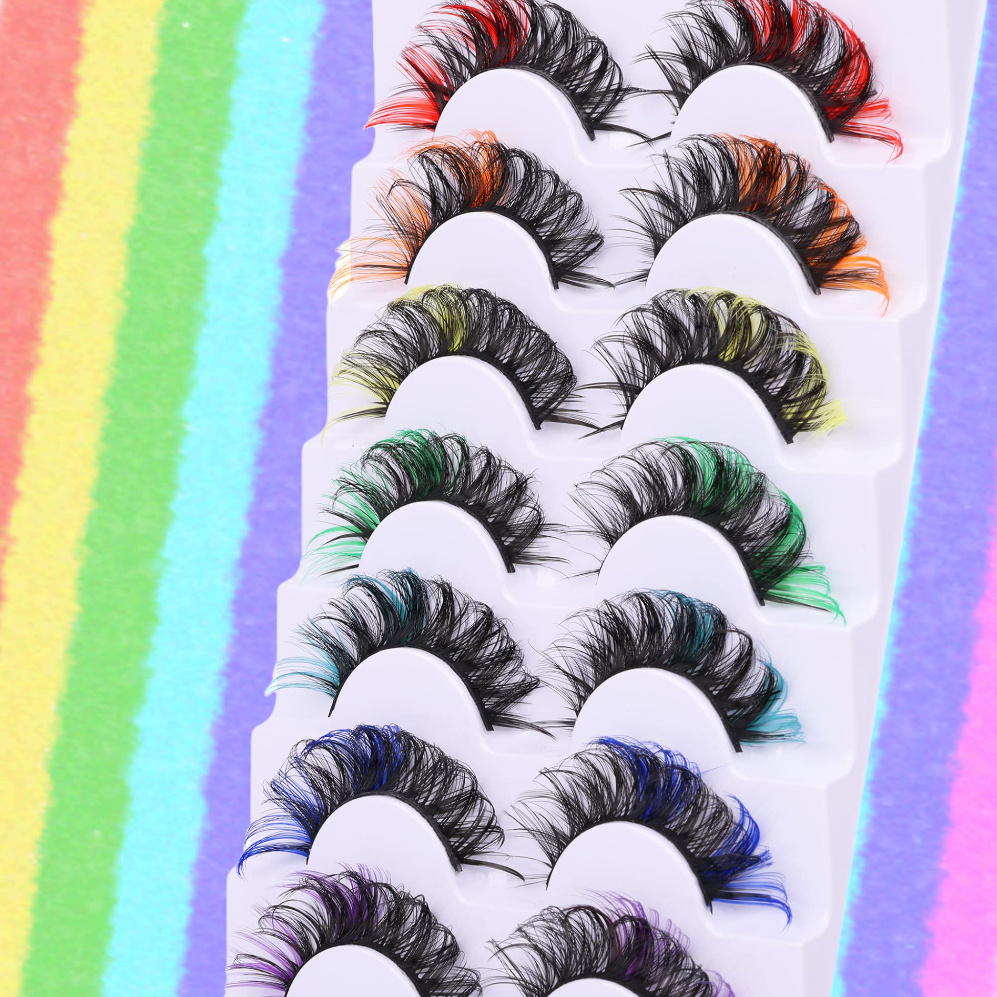 TNFVLONEINS bold rainbow lashes enhance eye drama