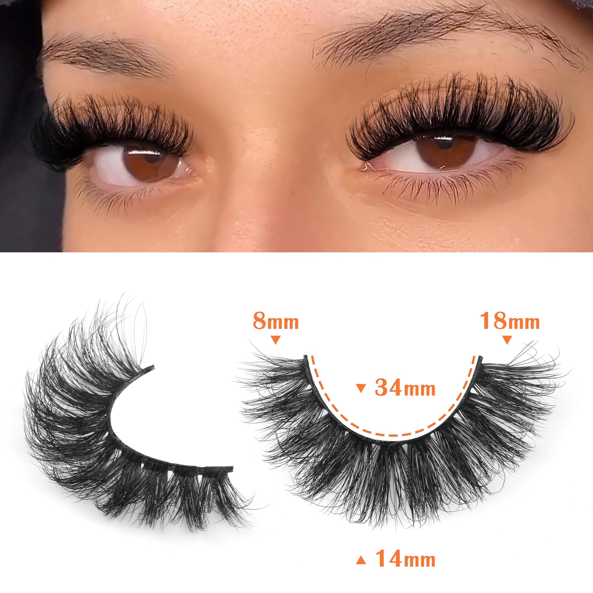 TNFVLONEINS cat-eye 18mm lashes to enlarge eyes with drama.