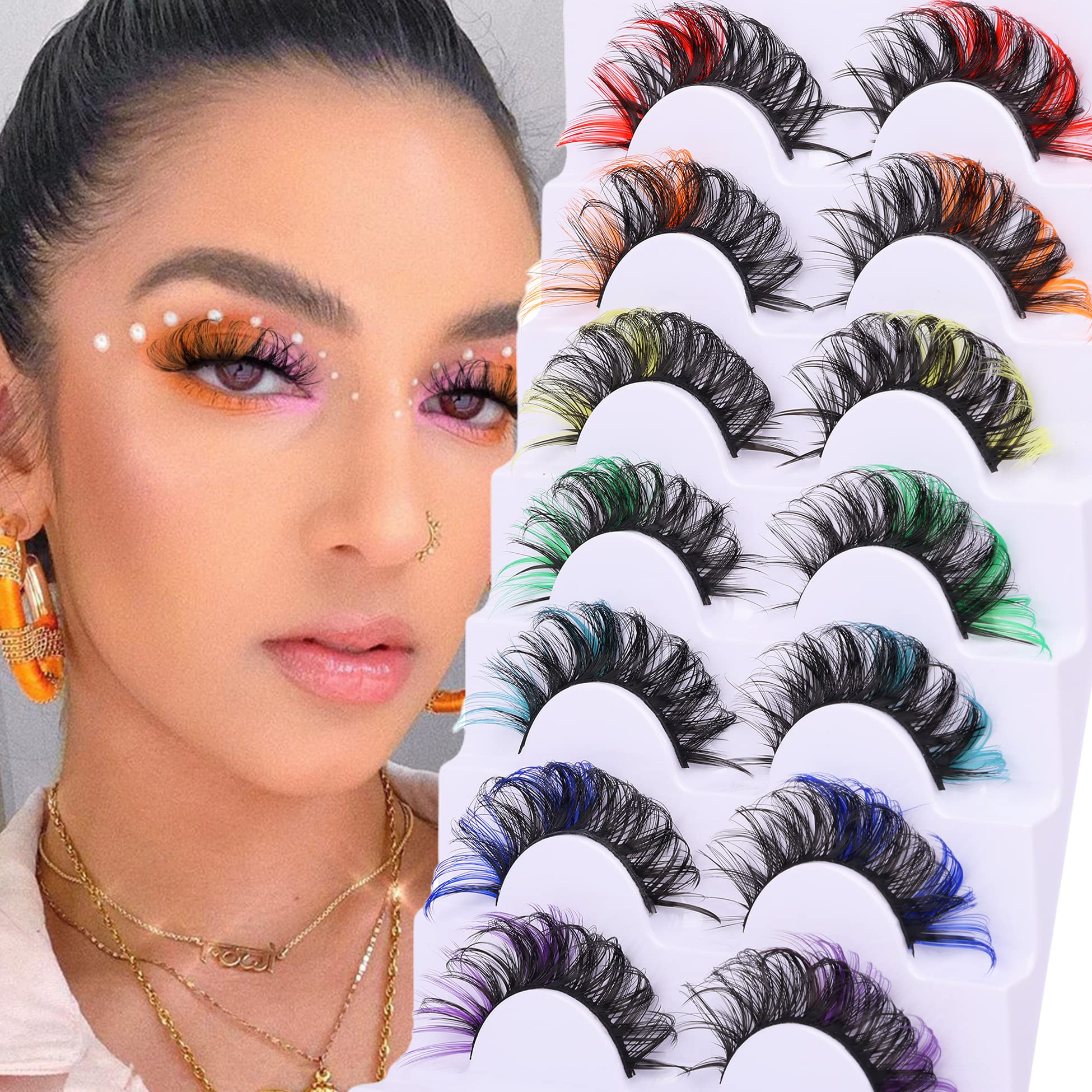 TNFVLONEINS 7-color lashes ideal for cosplay, events, and daily wear