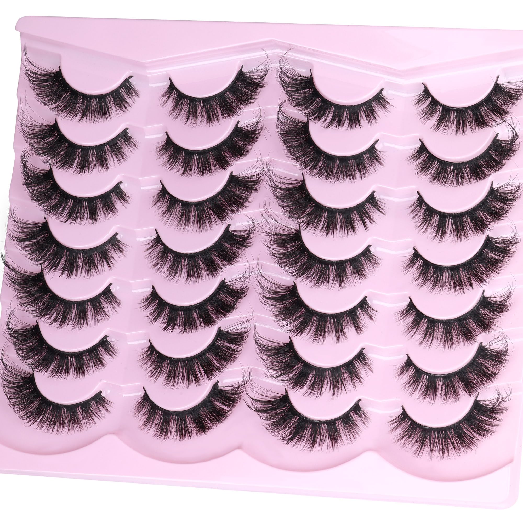 TNFVLONEINS cat-eye lashes enhance eye shape with defined outer corners for definition.