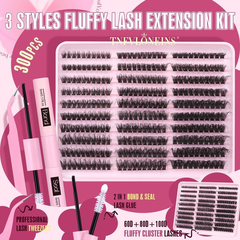 TNFVLONEINS fluffy lash clusters 60D detail for natural drama.