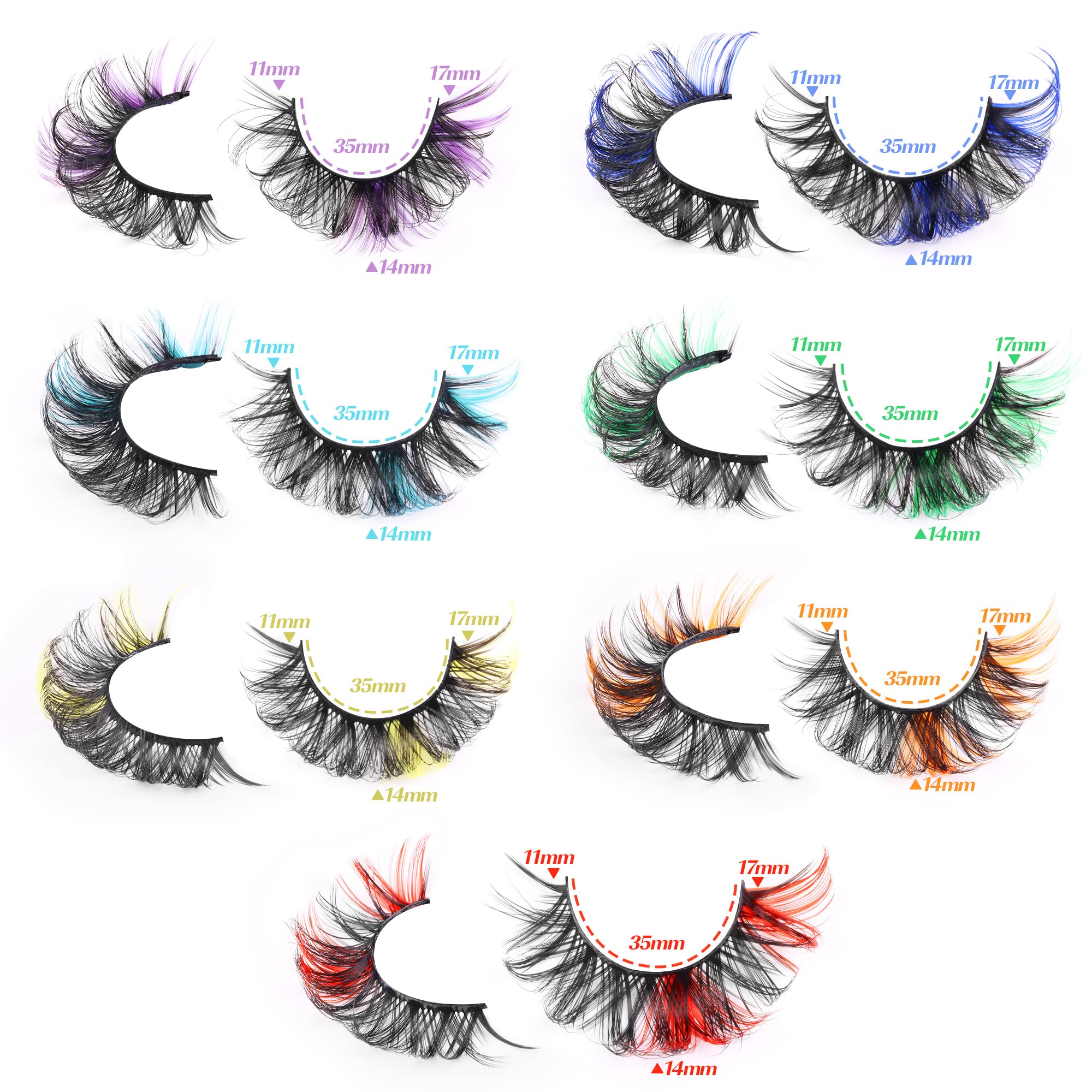 TNFVLONEINS reusable colored lashes offer up to 10 wears with careful care