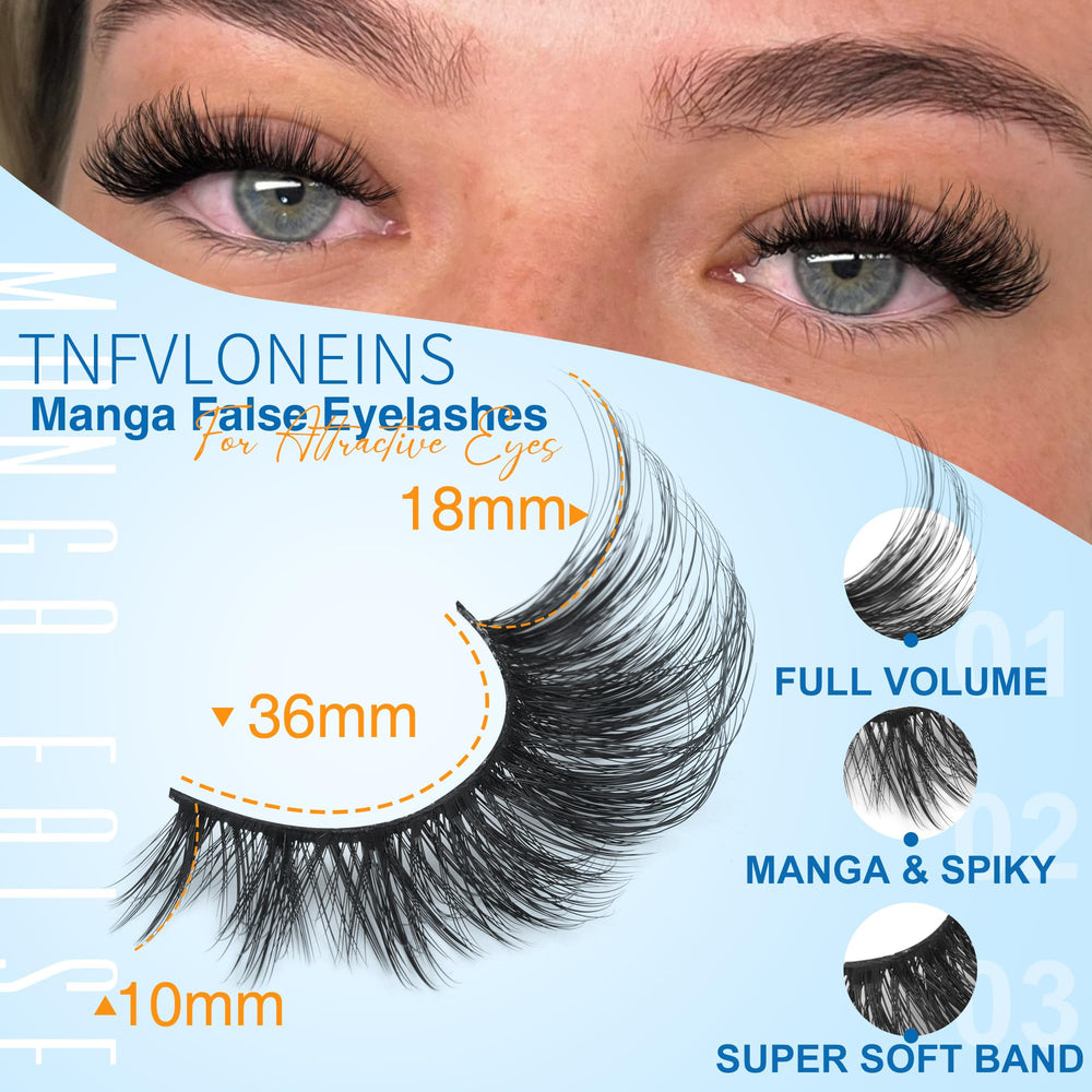 TNFVLONEINS soft anime lashes crafted from synthetic fibers for comfort