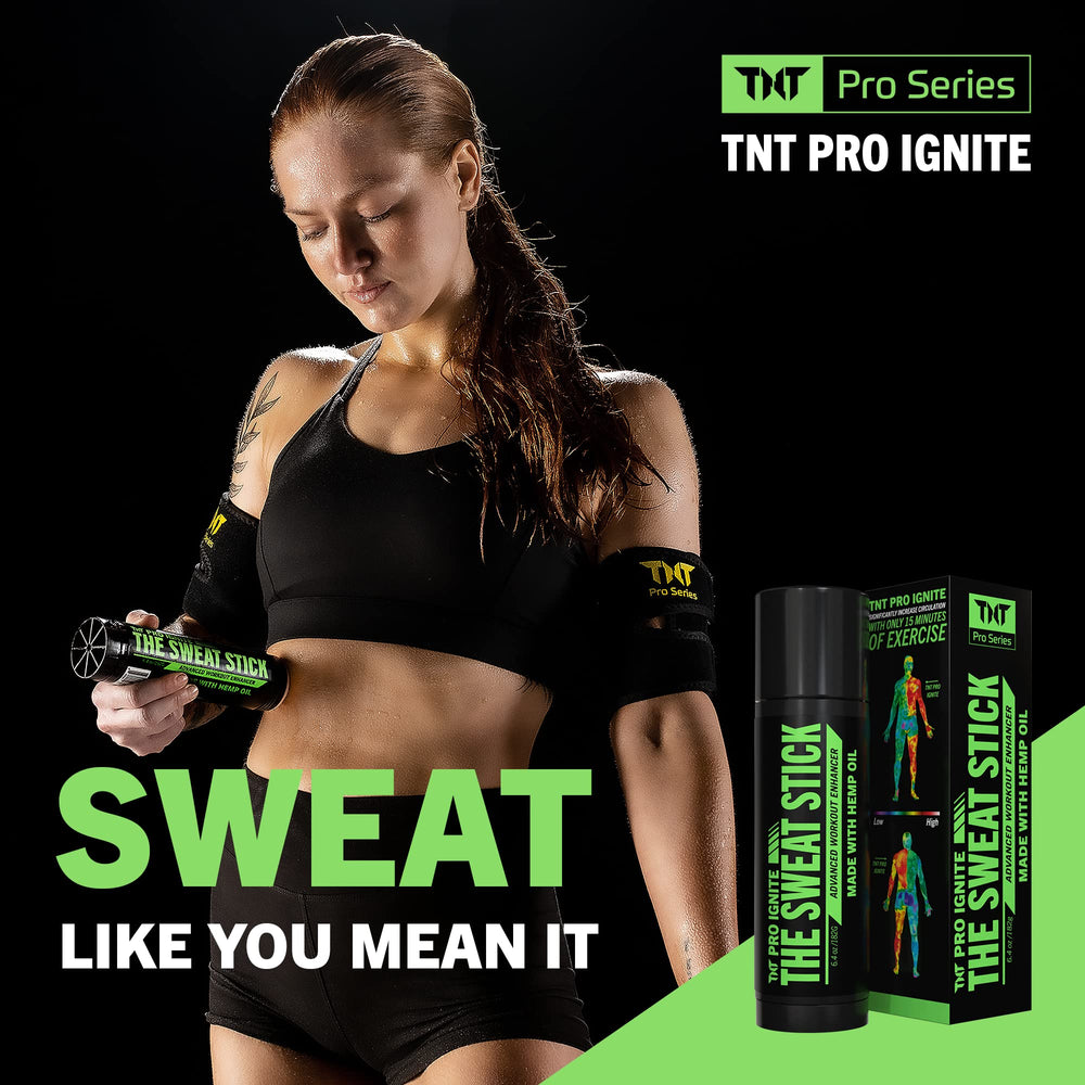 TNT Pro Ignite Sweat Cream Stick in gym bag as travel-friendly workout companion.