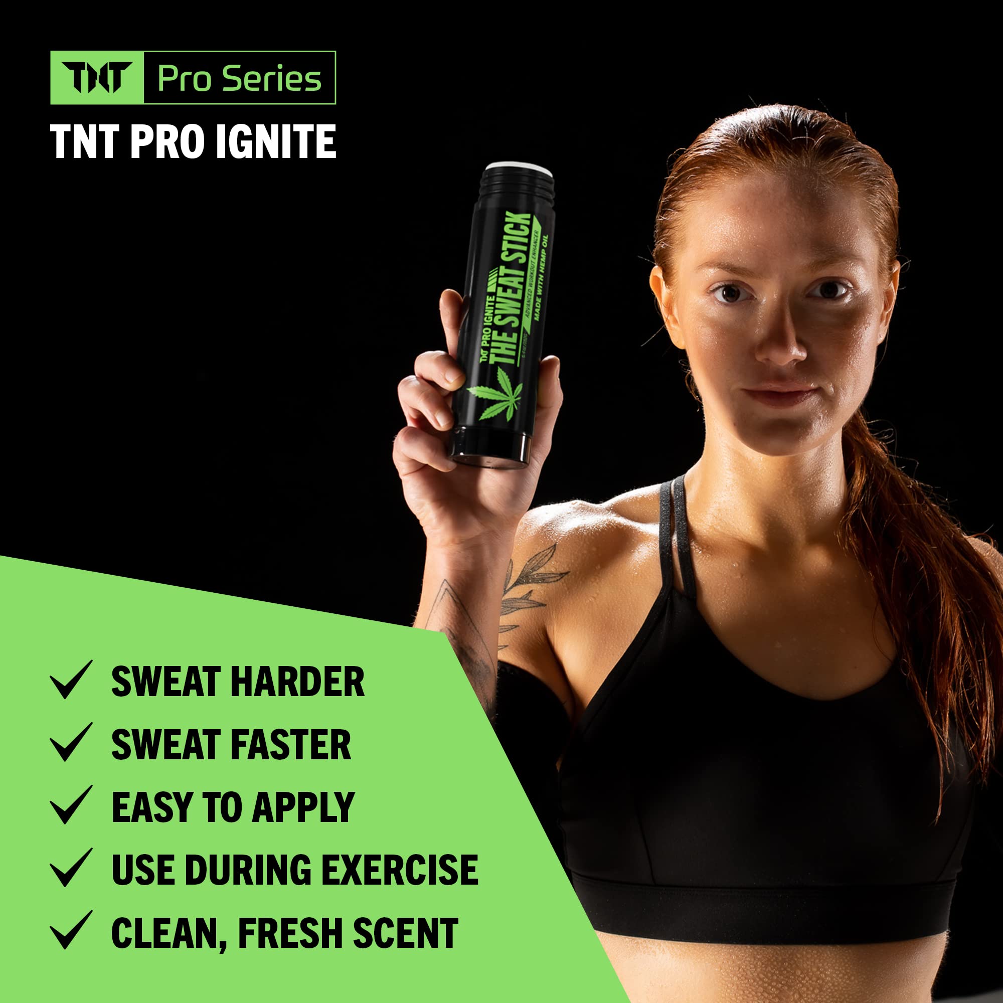 TNT Pro Ignite Sweat Cream Stick warm-sensation on skin during warm-up boosts readiness.
