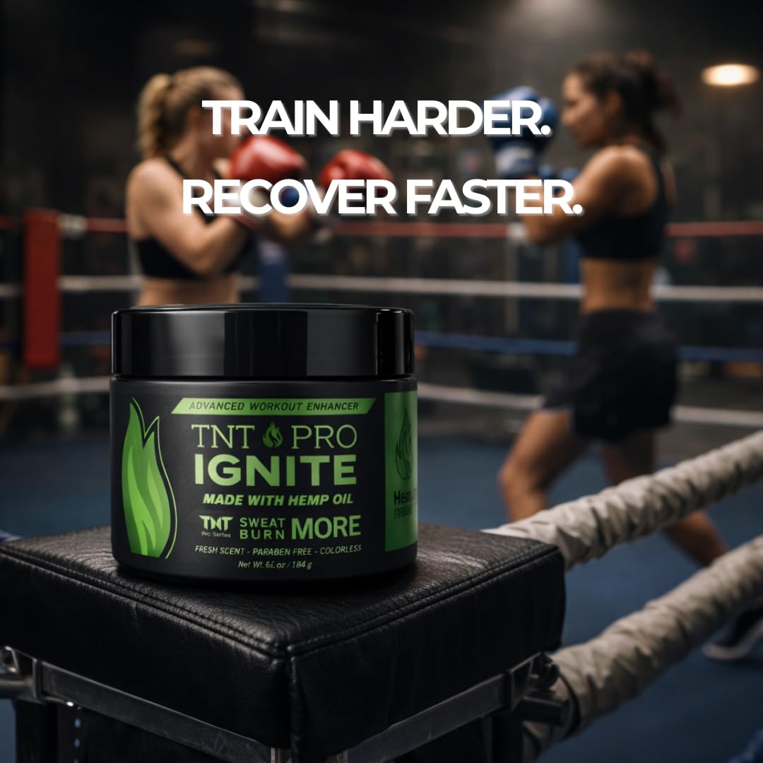 TNT Pro Ignite Sweat Cream texture closeup showing smooth application before training.