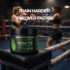 TNT Pro Ignite Sweat Cream texture closeup showing smooth application before training.