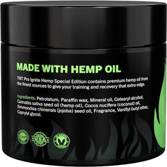 TNT Pro Ignite Hot Sweat Cream jar label shows USA-made formula for workouts