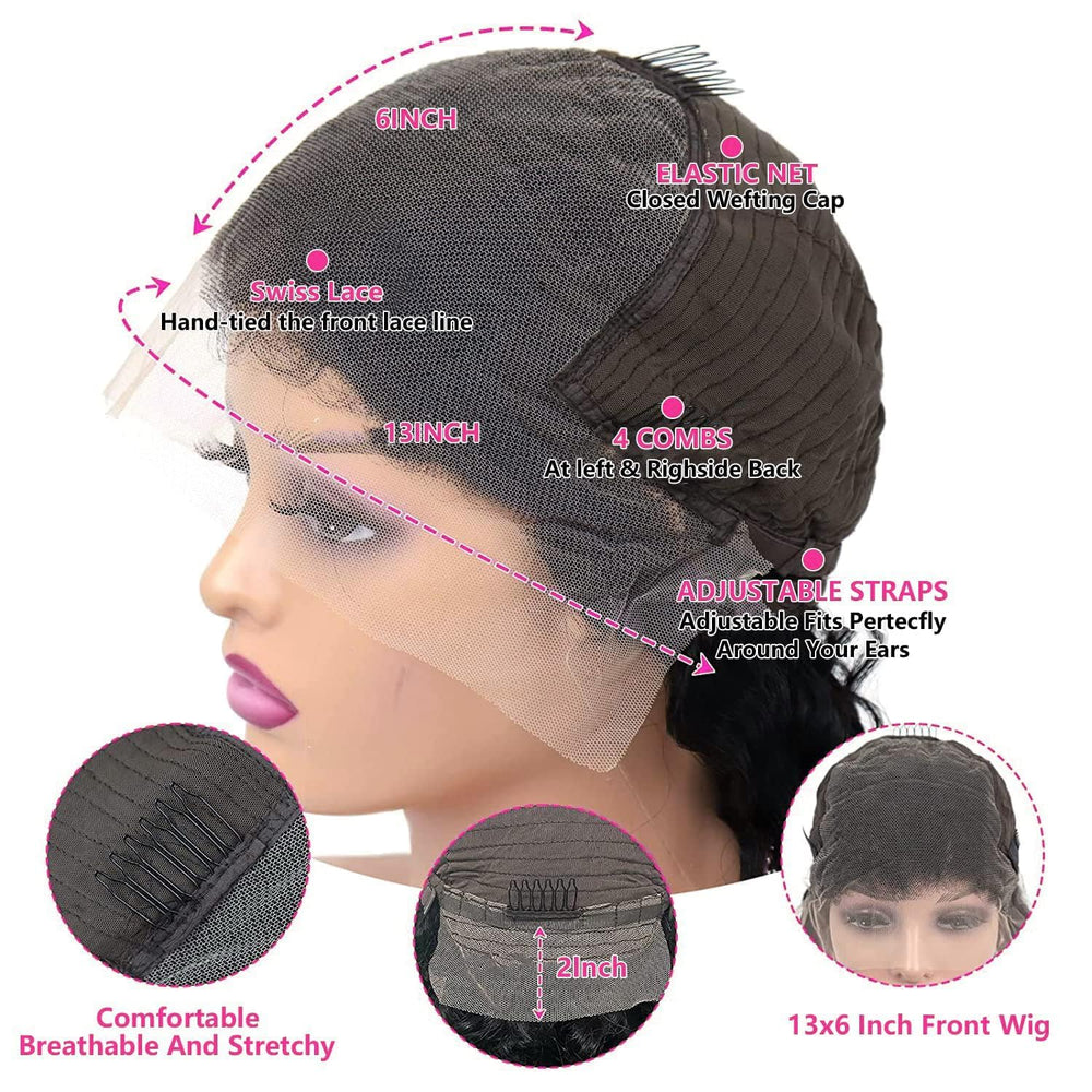 tobasew glueless lace front wig with adjustable straps for secure, comfortable fit