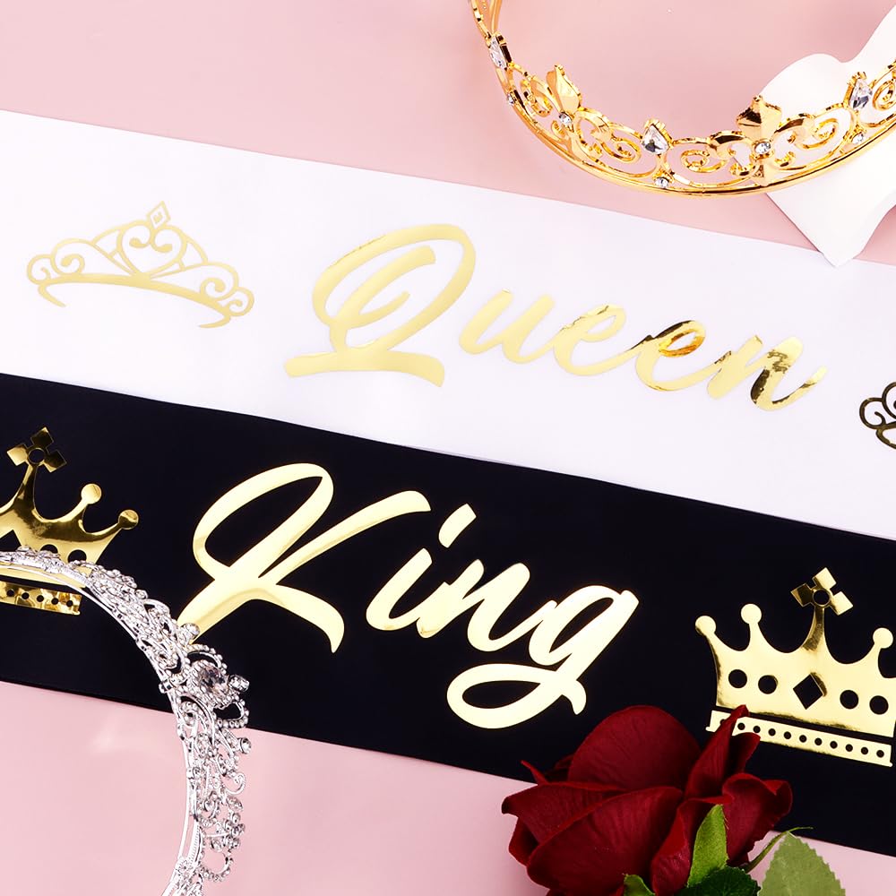 TOBATOBA king and queen sashes satin with gold print for elegant outfits