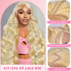 Tobeaper 613 lace front wig side view showing versatile styling options.