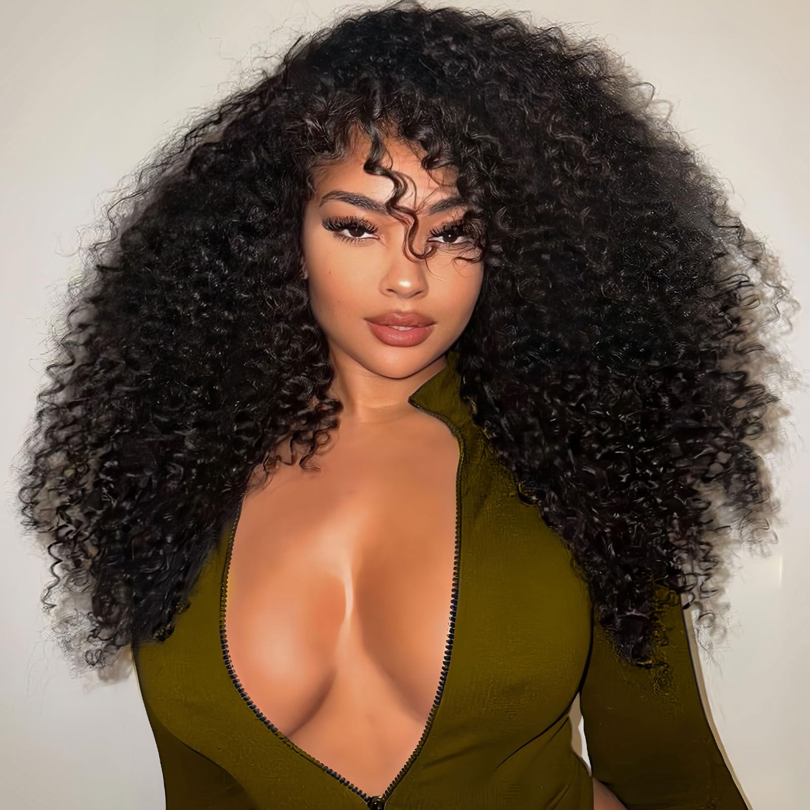Tobeest kinky curly half wig 20in front view enhances natural volume and quick styling