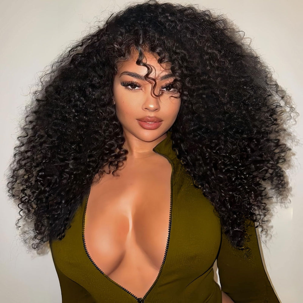 Tobeest kinky curly half wig 20in front view enhances natural volume and quick styling