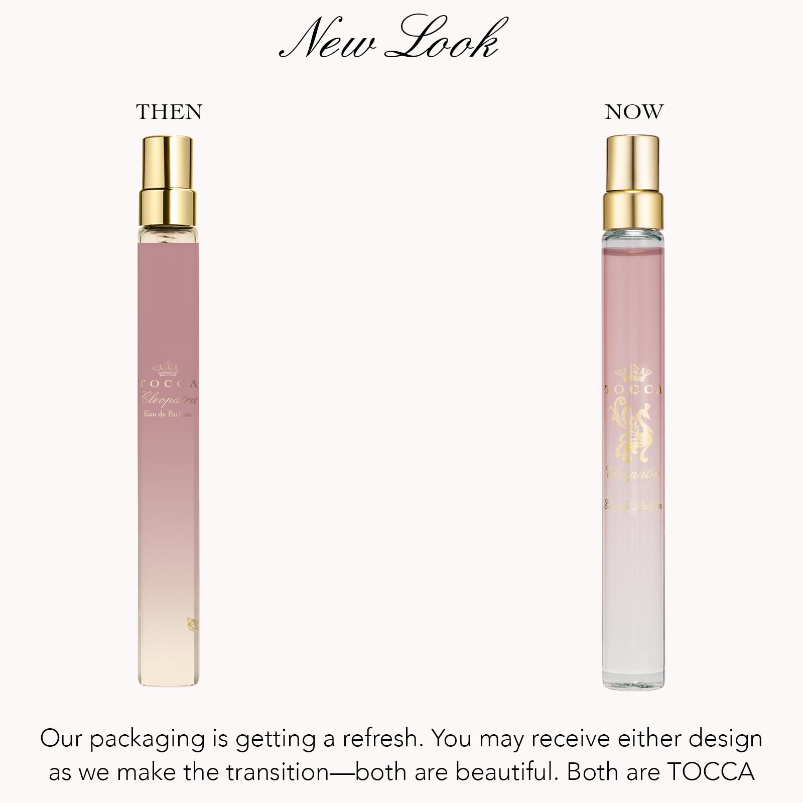 TOCCA Cleopatra bottle close-up highlighting warm floral notes ideal for date nights.
