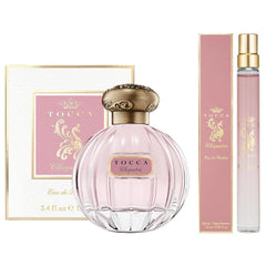 TOCCA Cleopatra perfume set bottle on a clean surface for evening wear.