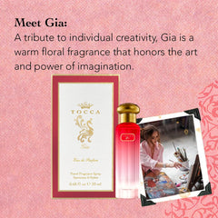 Tocca Gia rose note detail emphasizes Turkish rose and delicate scent.