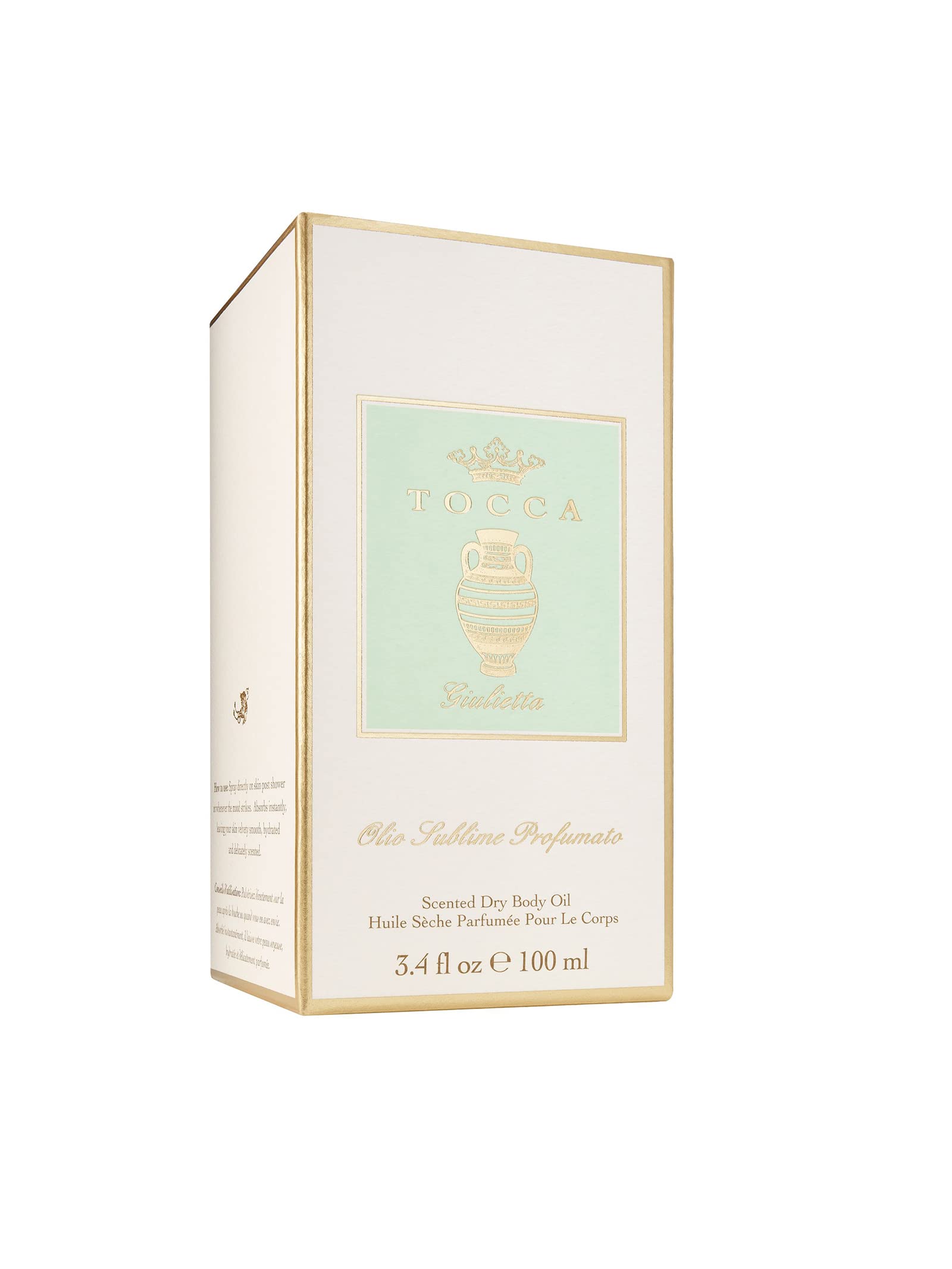 Tocca Giulietta hair application panel illustrates use as a light hair fragrance.