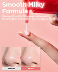 TOCOBO Calamine Pore Control Cleansing Oil ingredients close-up with calamine and plant oils