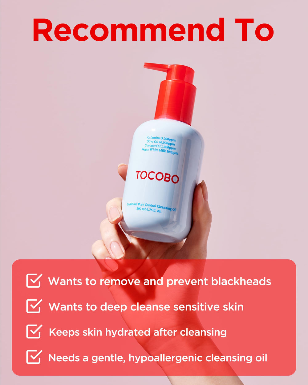 TOCOBO Calamine Pore Control Cleansing Oil vegan formula and cruelty-free promise