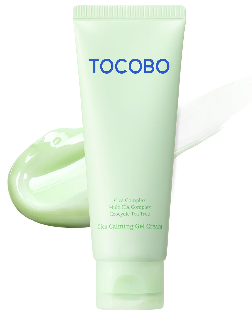 TOCOBO Cica Calming Gel Cream packaging highlights vegan formula and clean design.