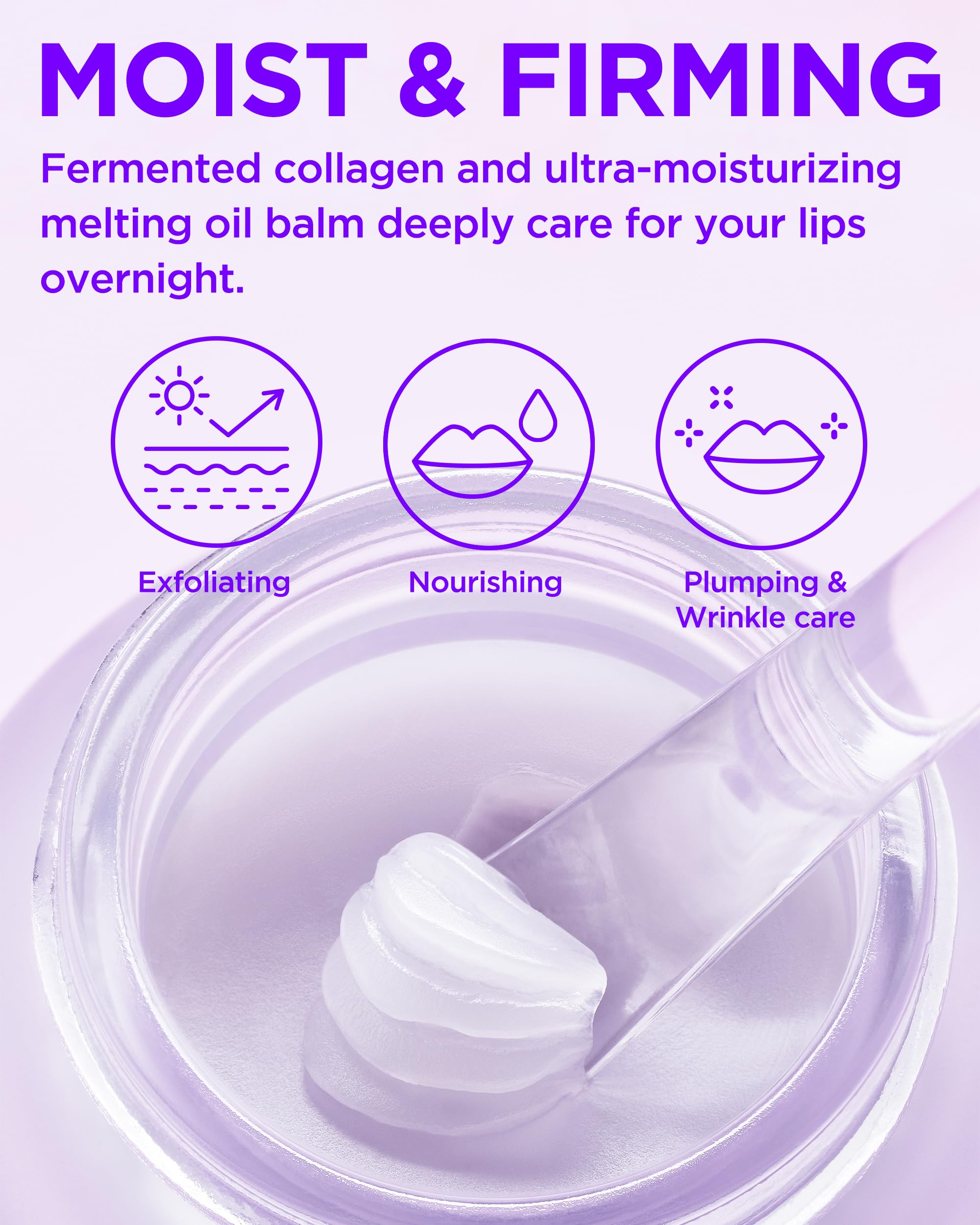Fermented collagen visual highlight on TOCOBO Lip Mask for absorption benefits.
