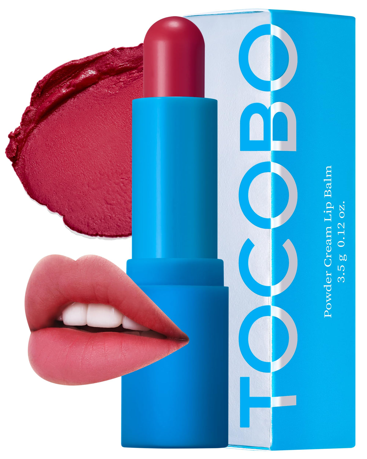 TOCOBO Powder Cream Lip Balm Rose Burn front view shows velvety matte finish with hydration