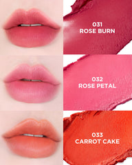 TOCOBO Rose Burn on lips exhibits weightless color payoff with blur effect